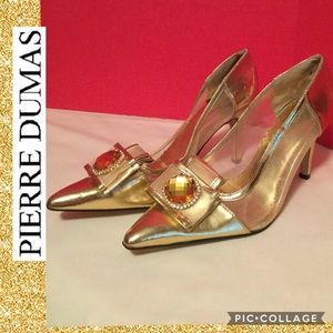 NEW Pierre Dumas church formal heels size 8M gold